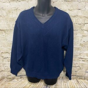 Viyella Blue Lambswool Blend Pullover Sweater